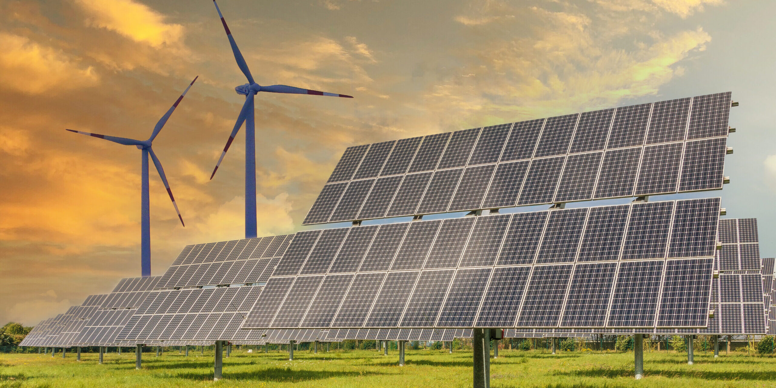Solar,Panels,Wind,Turbines,Installed,As,Renewable,Energy,Sources,For